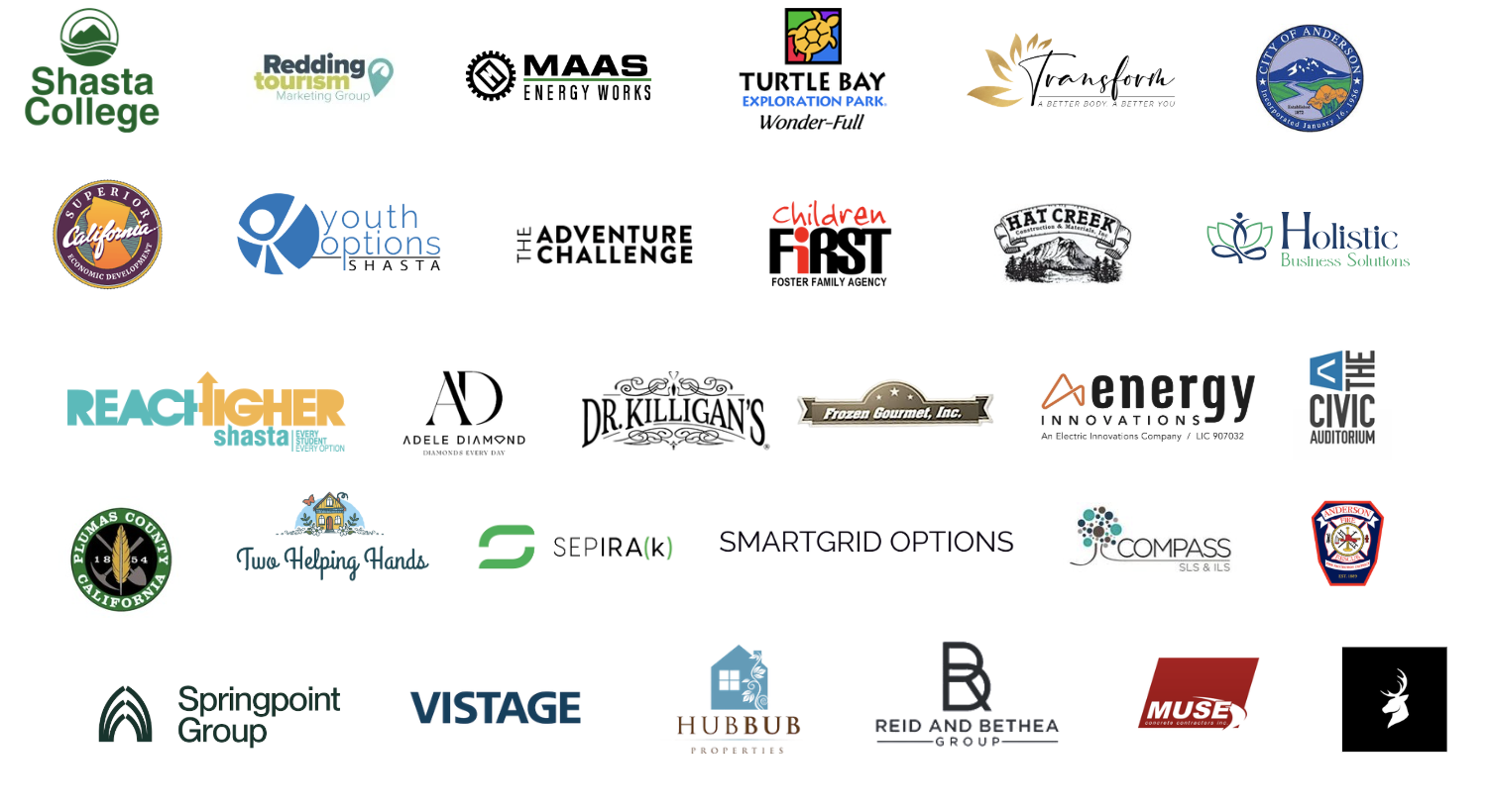 Organizations Hope Seth has served including Shasta College, Redding Tourism, Turtle Bay, and many more